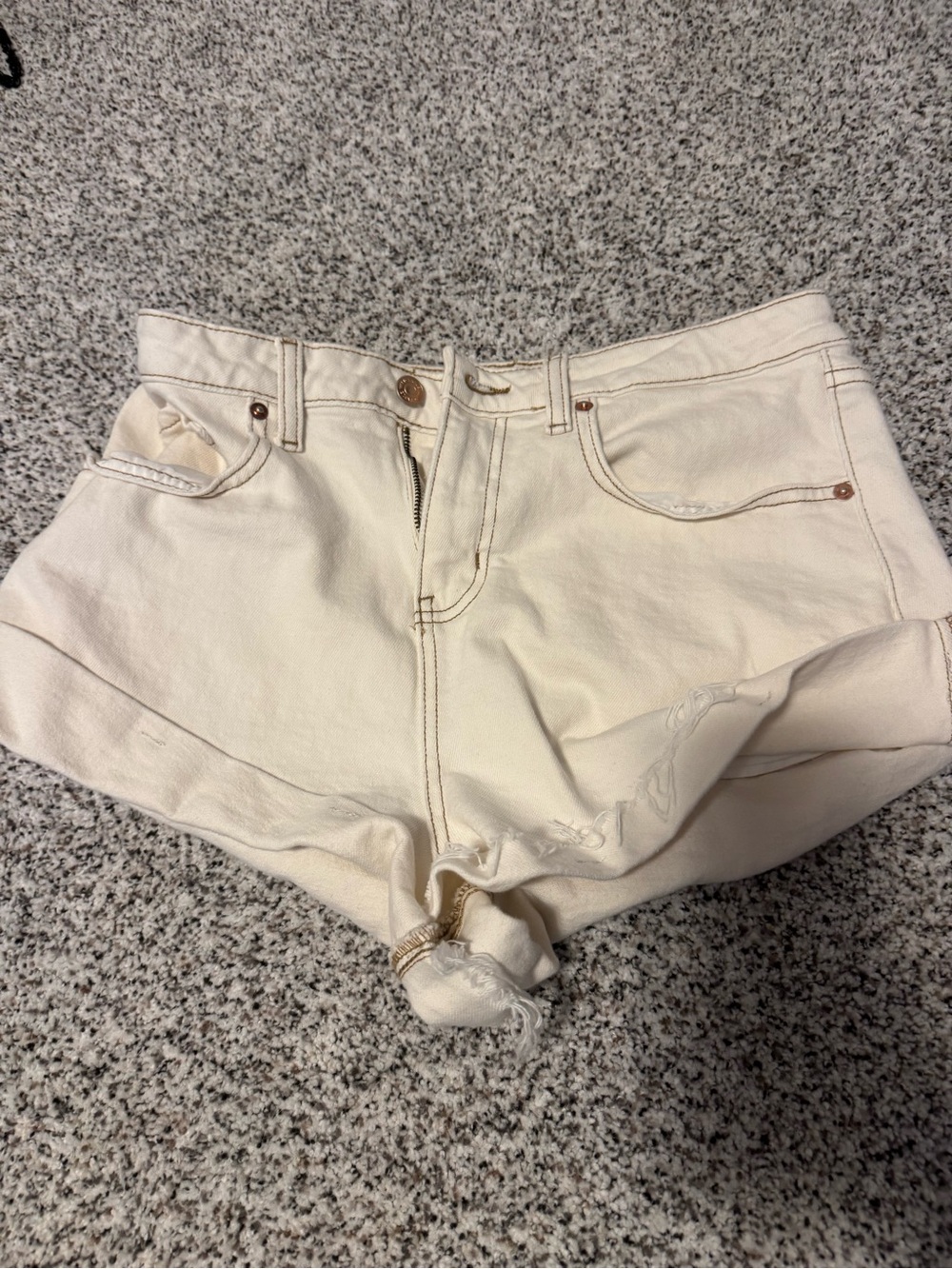 wild fable Cream High-Rise Denim Cutoff Shorts